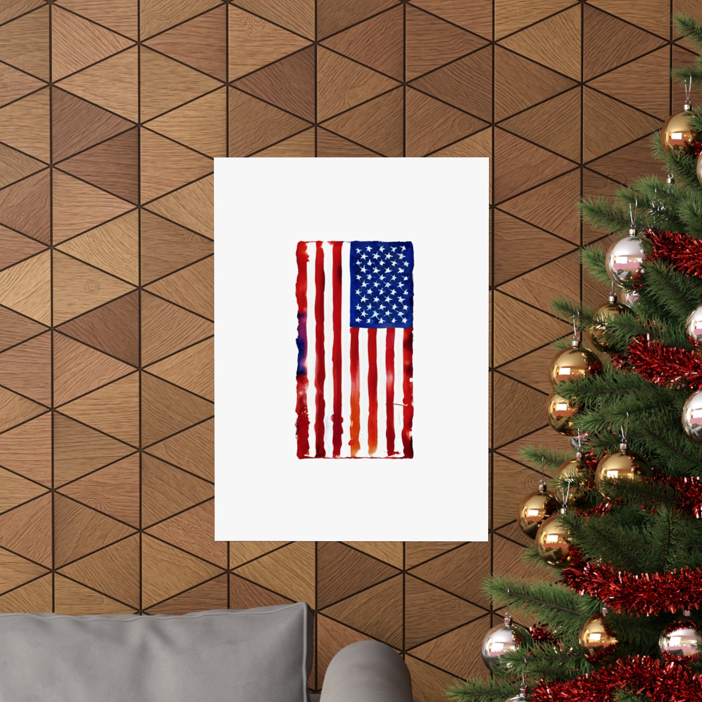 American Flag Watercolor, Premium Matte Vertical Posters