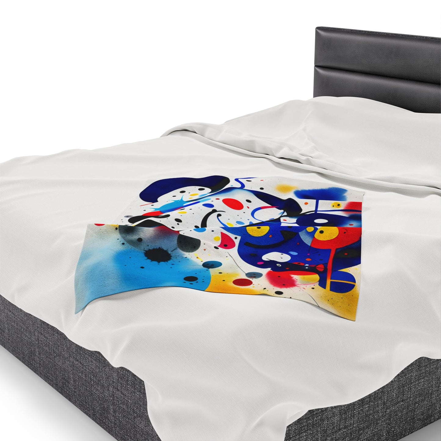 Abstract Velveteen Plush Blanket, Inspired by Miro