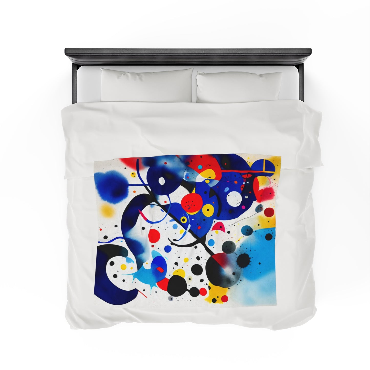 Abstract Velveteen Plush Blanket, Inspired by Miro