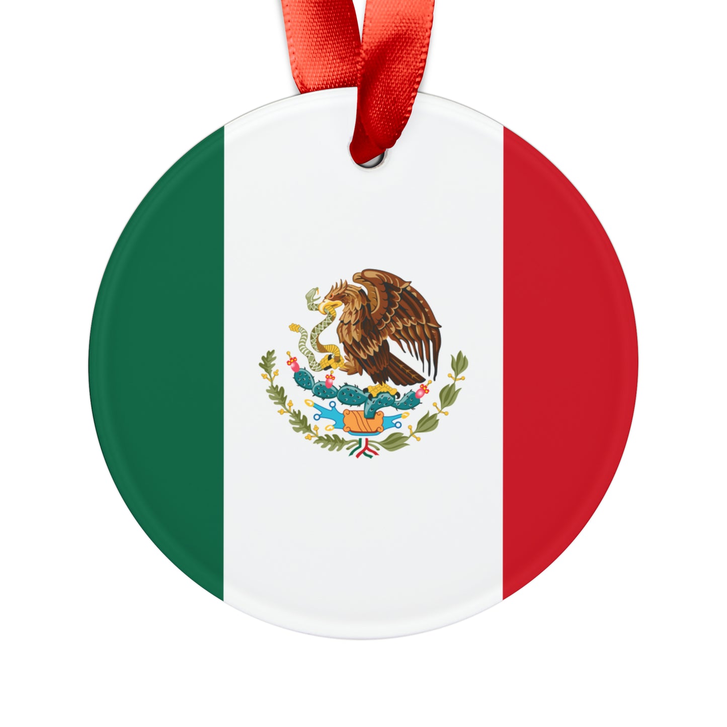 Mexican Flag, Acrylic Ornament with Ribbon