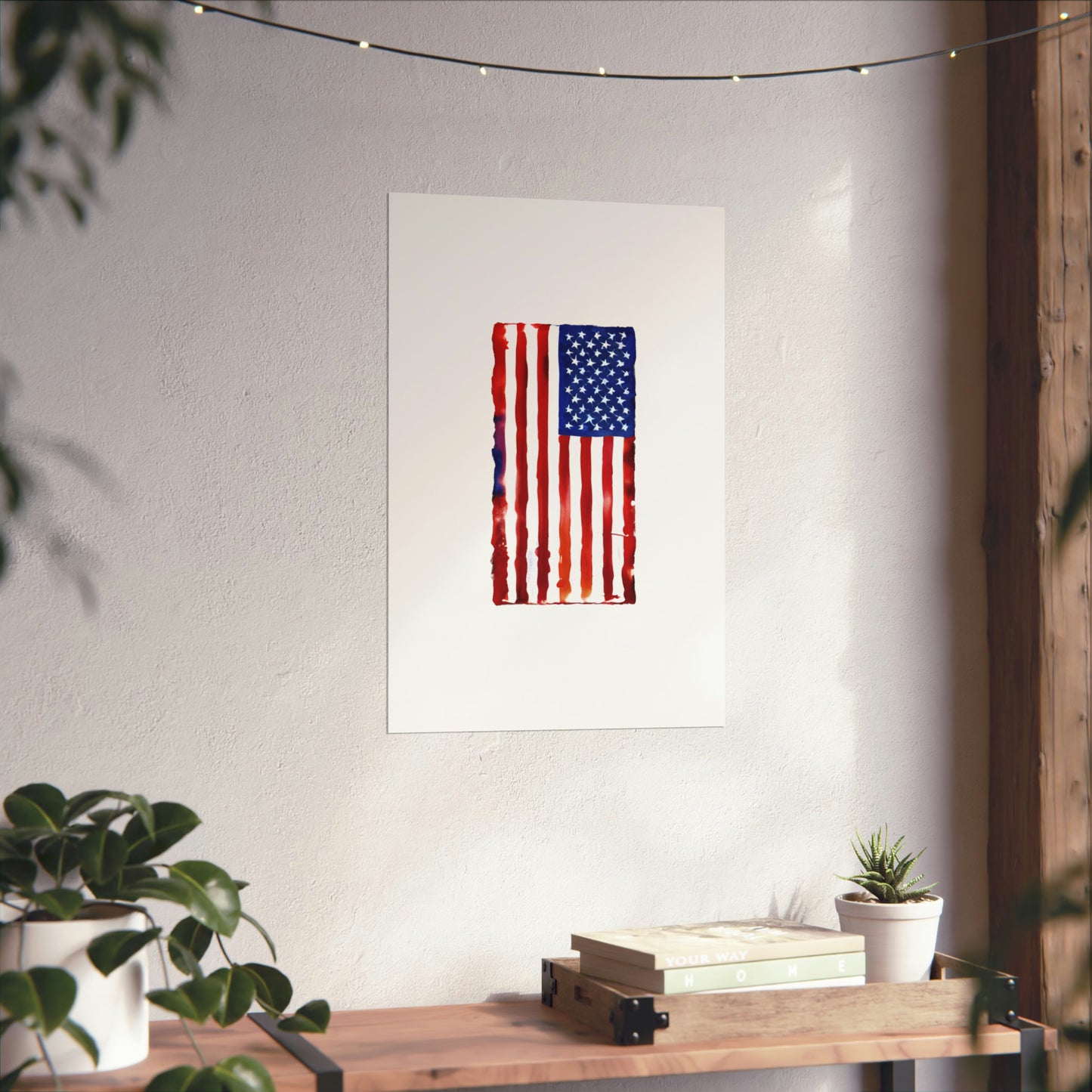 American Flag Watercolor, Premium Matte Vertical Posters