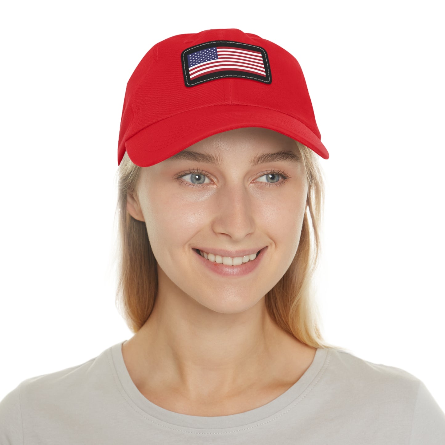 American Flag, Dad Hat with Leather Patch