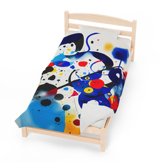 Abstract Velveteen Plush Blanket, Inspired by Miro