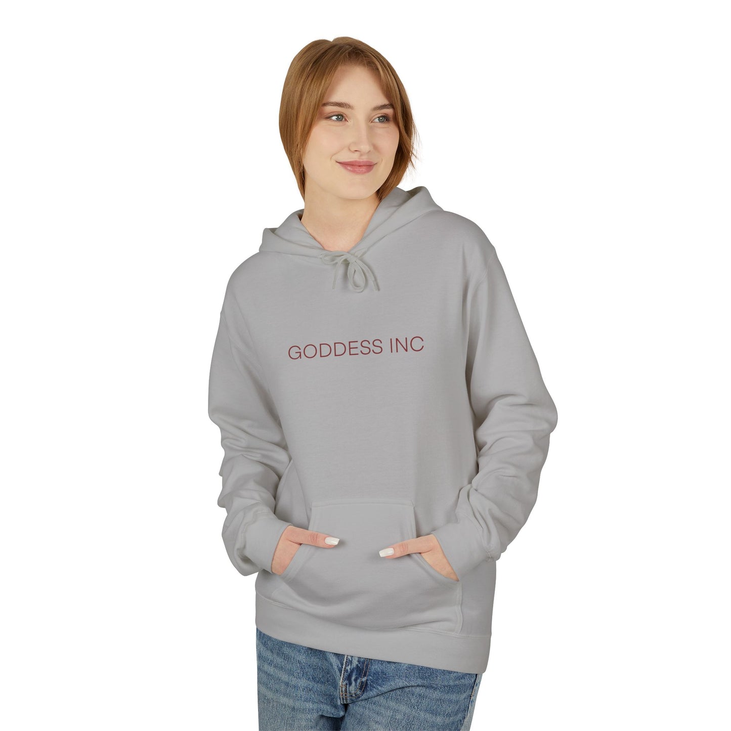 GODDESS INC, Midweight Softstyle Fleece Hoodie, Red Lettering
