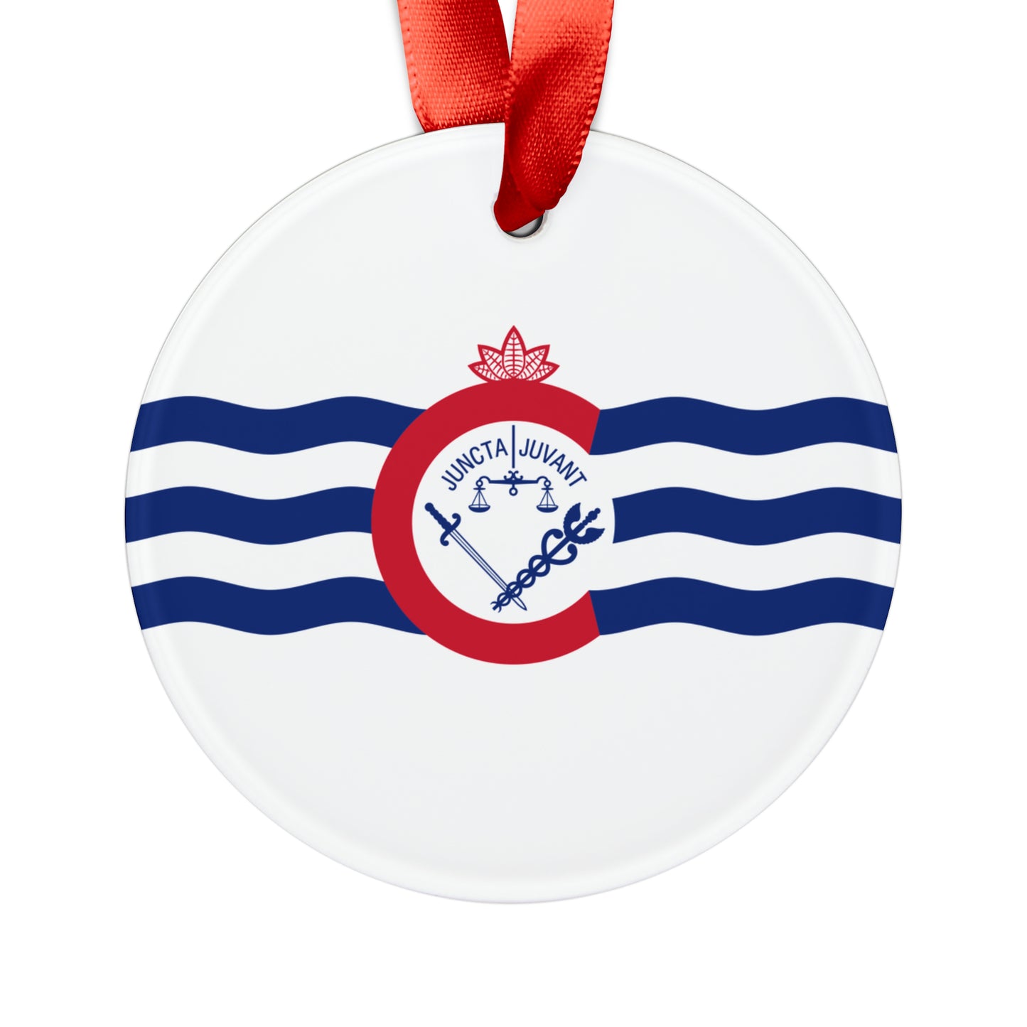 Cincinnati Flag Acrylic Ornament with Ribbon