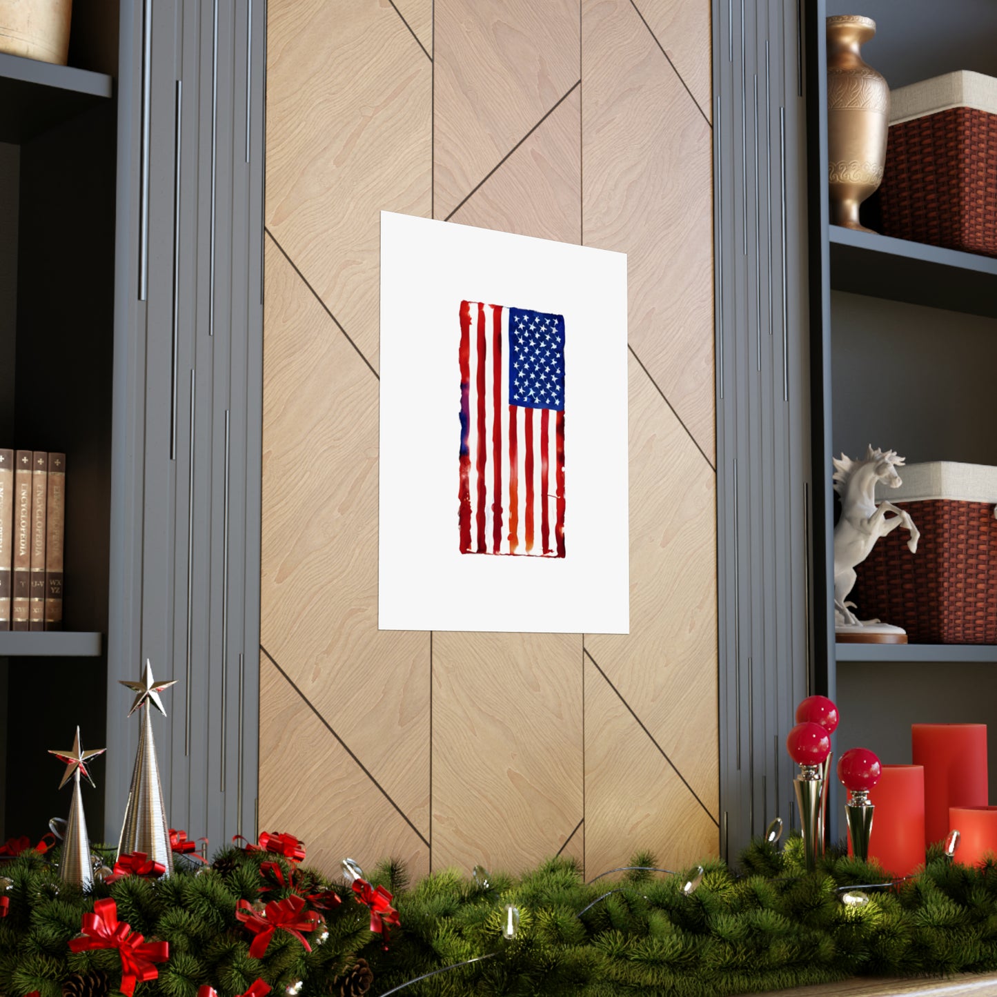 American Flag Watercolor, Premium Matte Vertical Posters