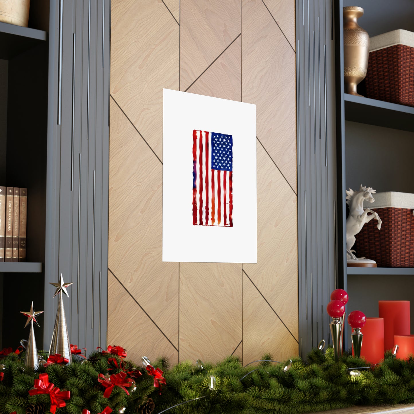 American Flag Watercolor, Premium Matte Vertical Posters