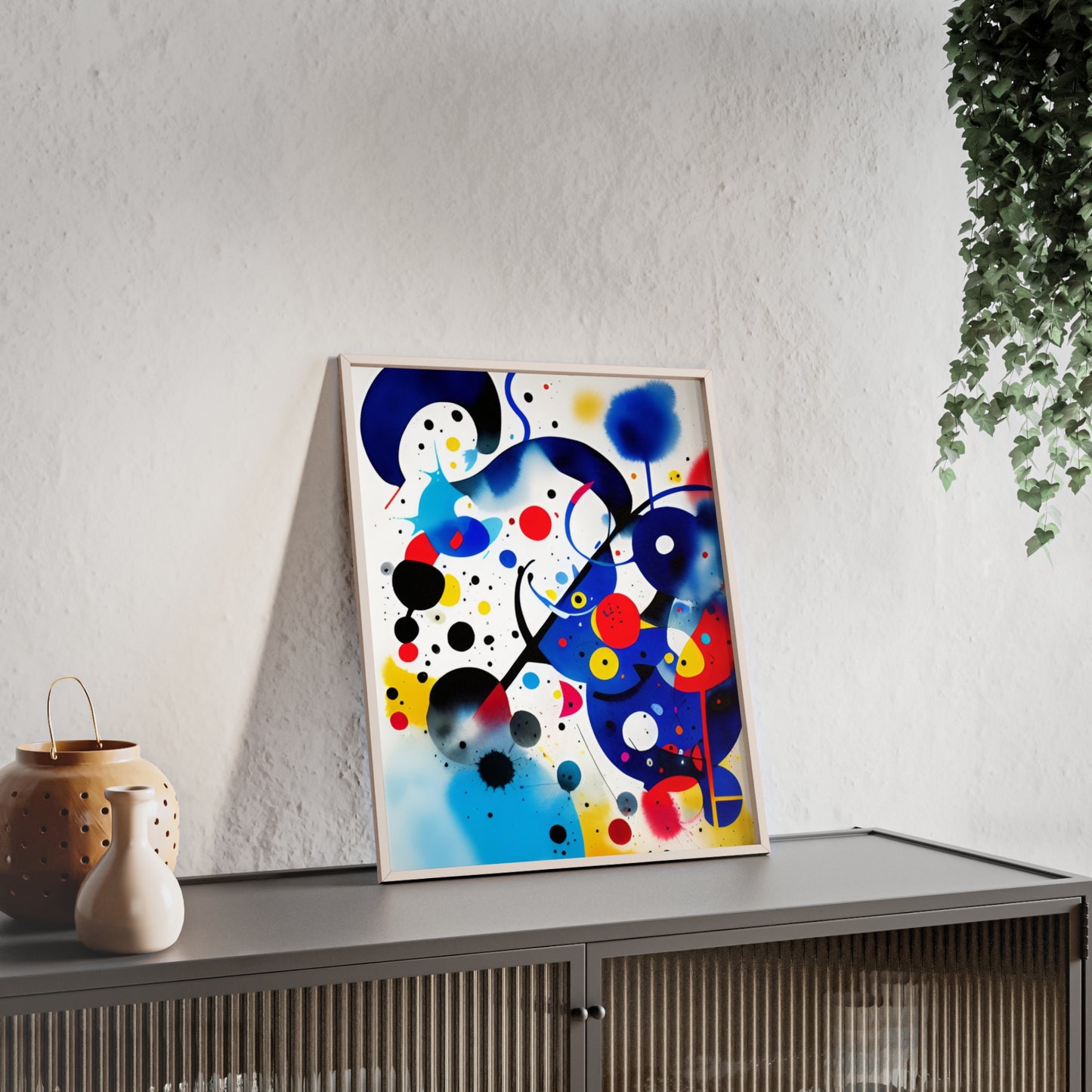Poster with Wooden Frame, Inspired by Miro