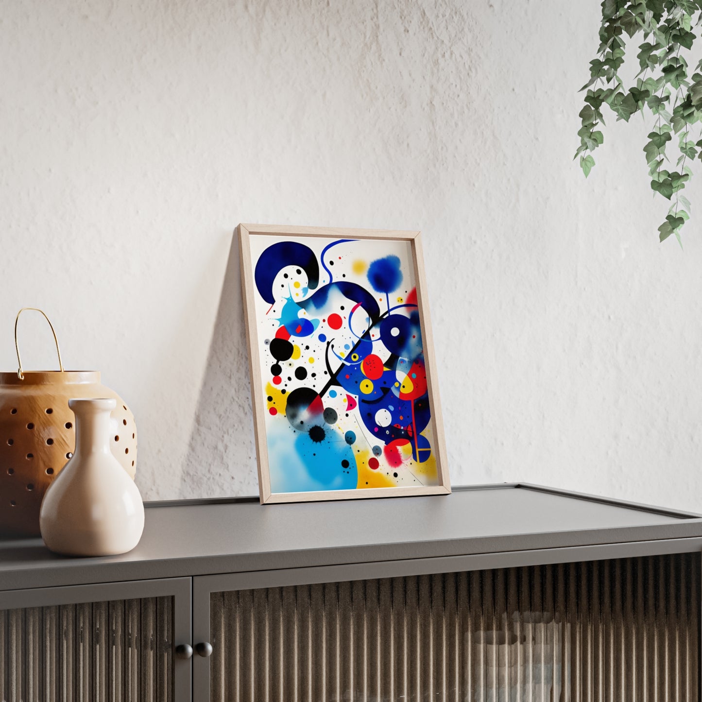 Poster with Wooden Frame, Inspired by Miro
