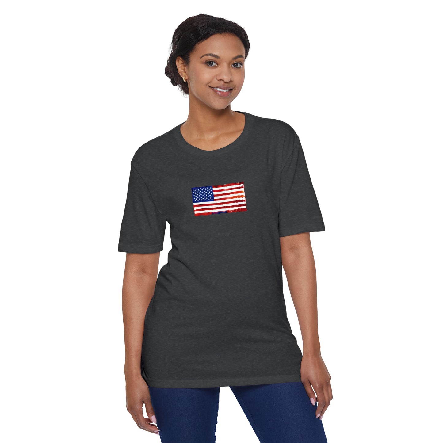 American Flag Watercolor, Unisex District® Re-Tee®