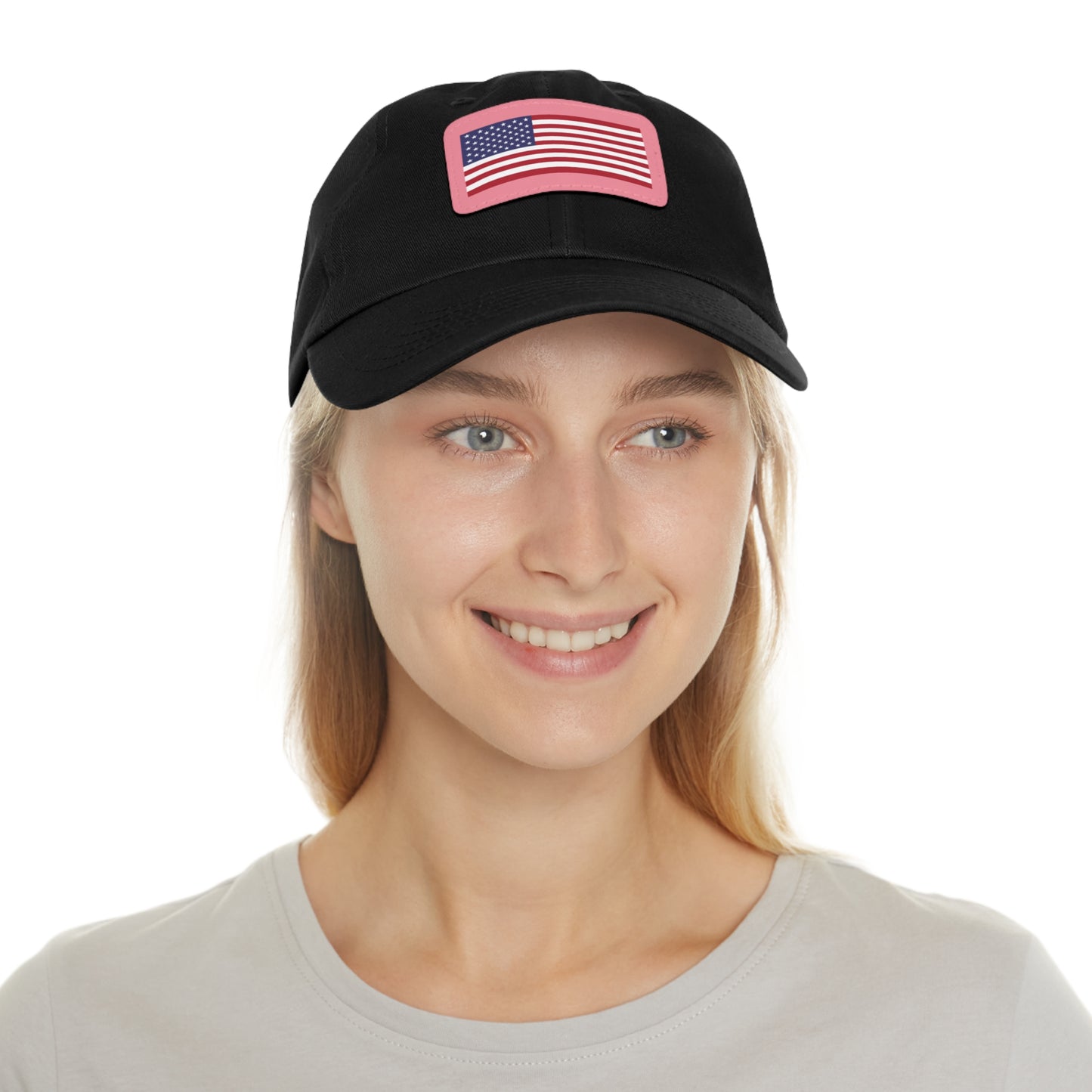 American Flag, Dad Hat with Leather Patch