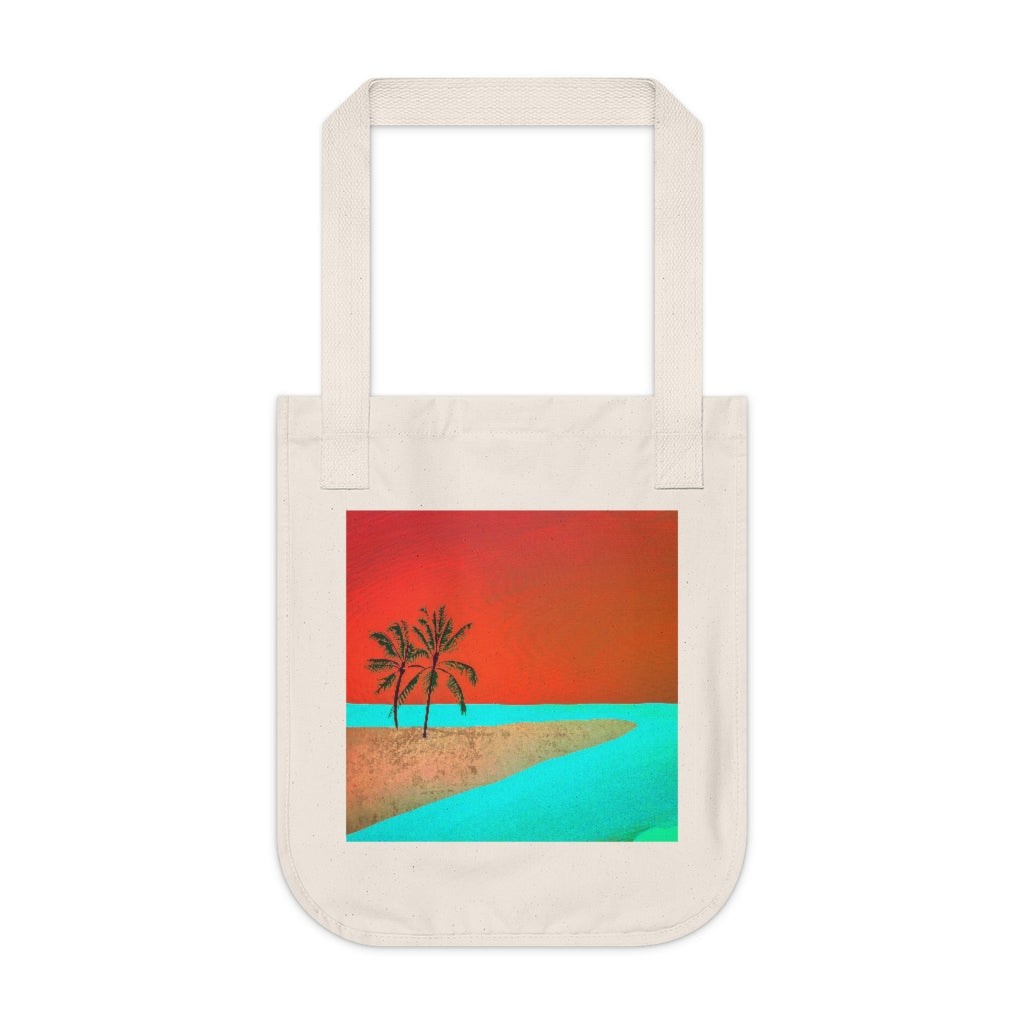 Organic Canvas Tote Bag - Tropical Scene
