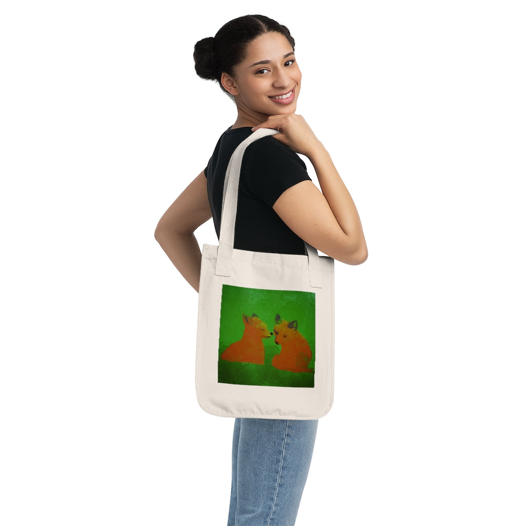 Organic Canvas Tote Bag - Foxes