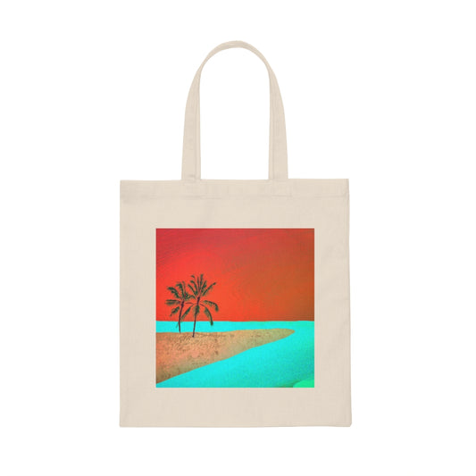 Canvas Tote Bag - Tropical Scene