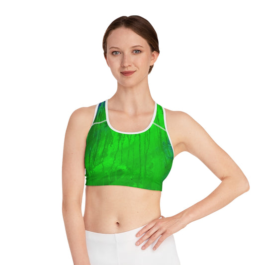 Green Sports Bra (AOP)