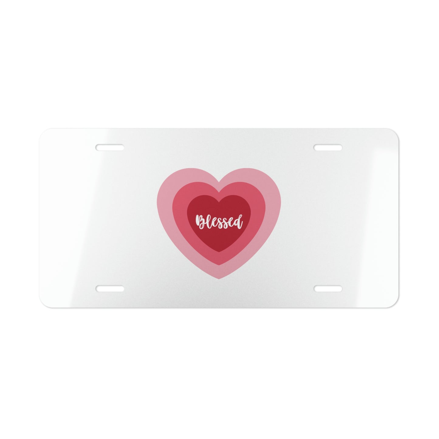 Blessed Heart License Plate - White