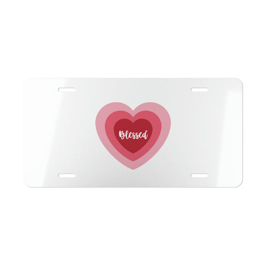 Blessed Heart License Plate - White