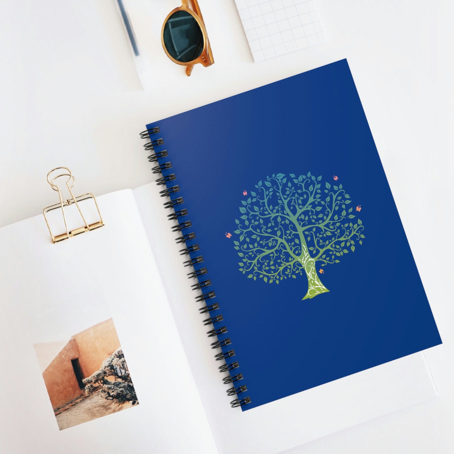 Tree of Life - Spiral Notebook - Ruled Line - Blue Cover