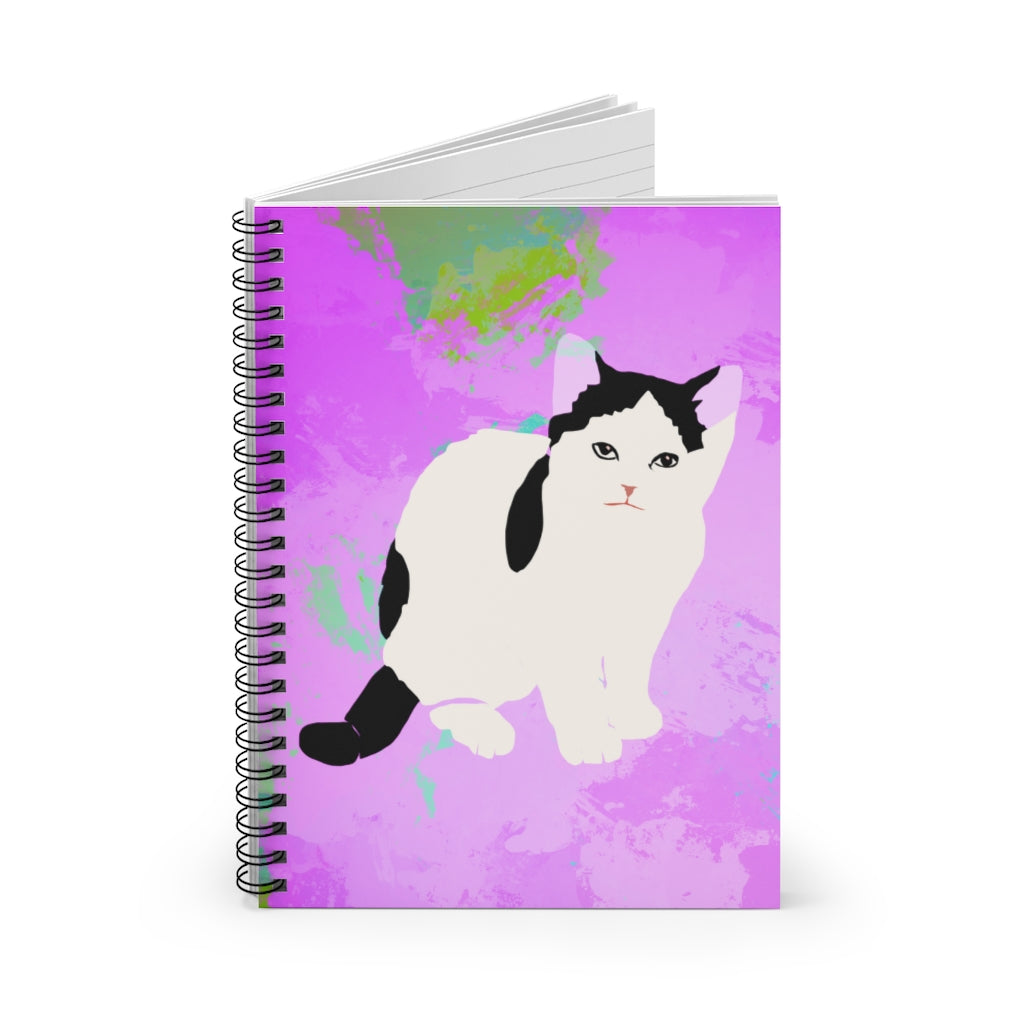Kitty Cat Spiral Notebook - Ruled Line (Pink)