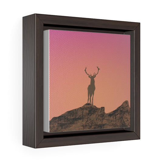 Deer at Sunrise - Square Framed Premium Gallery Wrap Canvas