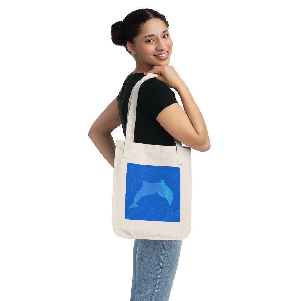 Organic Canvas Tote Bag - Dolphins Swimming