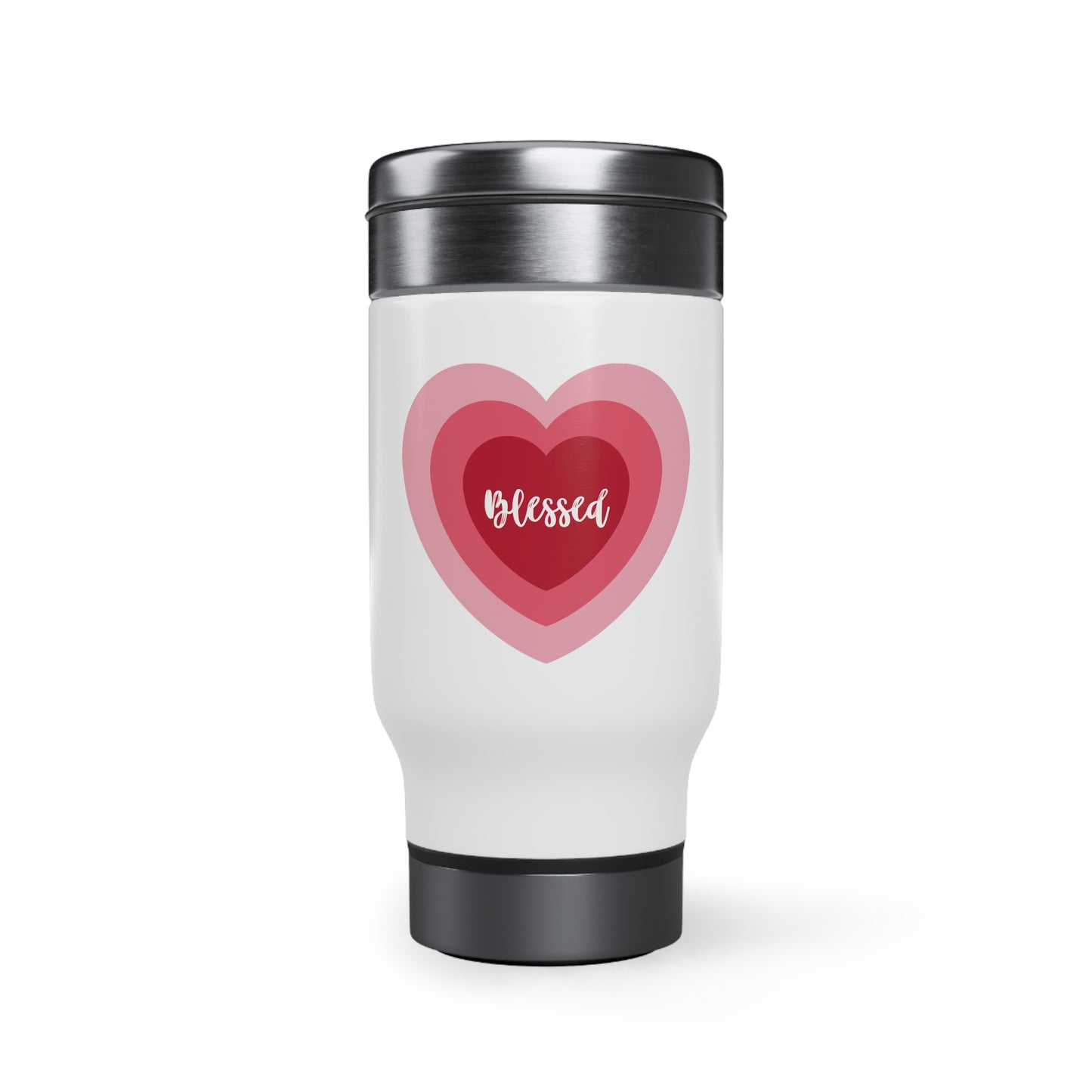 Blessed Heart - Stainless Steel Travel Mug with Handle, 14oz