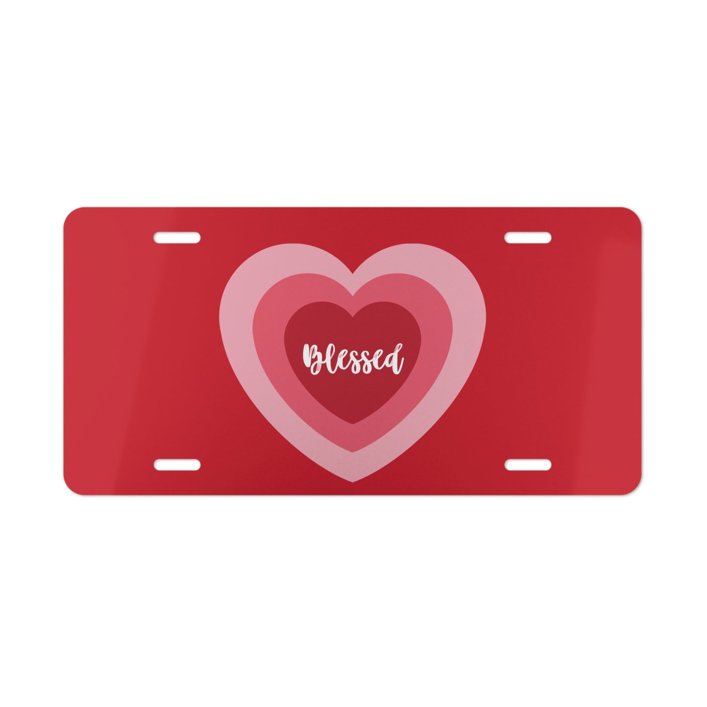 Blessed Heart License Plate - Red