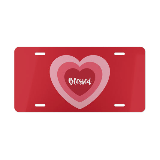 Blessed Heart License Plate - Red