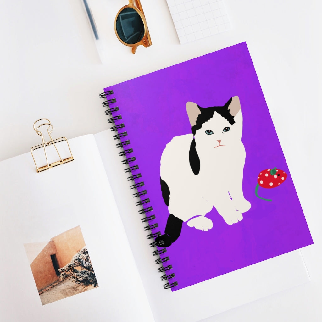 Kitty Cat Spiral Notebook - Ruled Line (Light Purple)