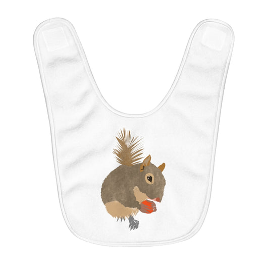 Squirrel Print - Fleece Baby Bib