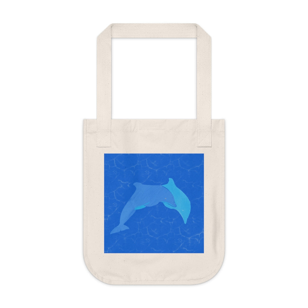 Organic Canvas Tote Bag - Dolphins Swimming