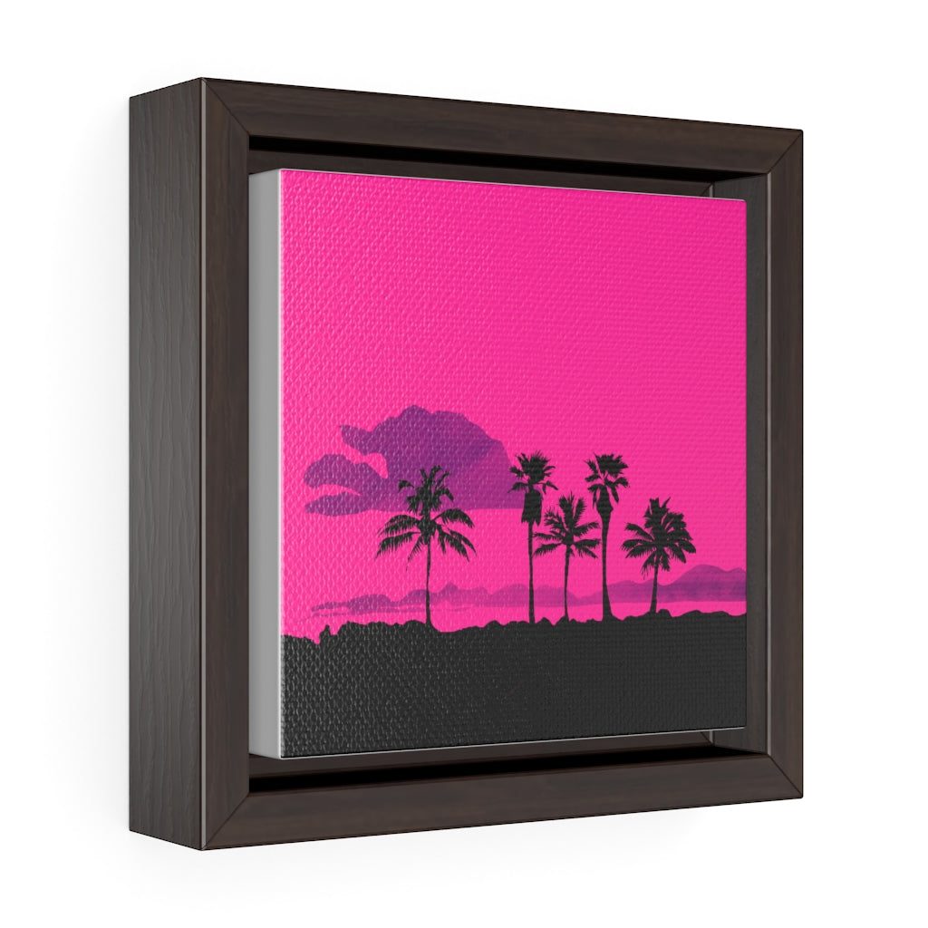 Palm Tree Scene - Square Framed Premium Gallery Wrap Canvas