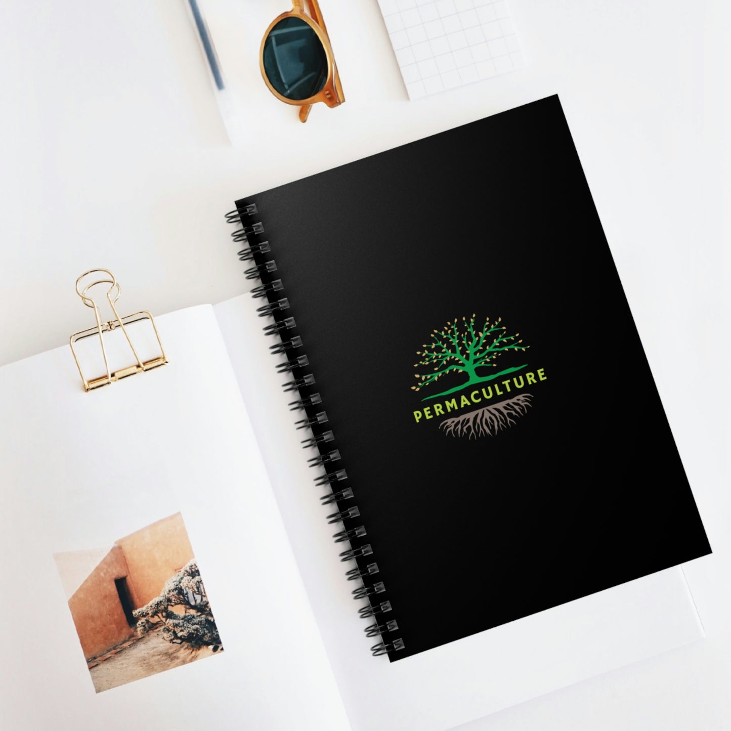 Permaculture - Spiral Notebook - Ruled Line - Black Cover