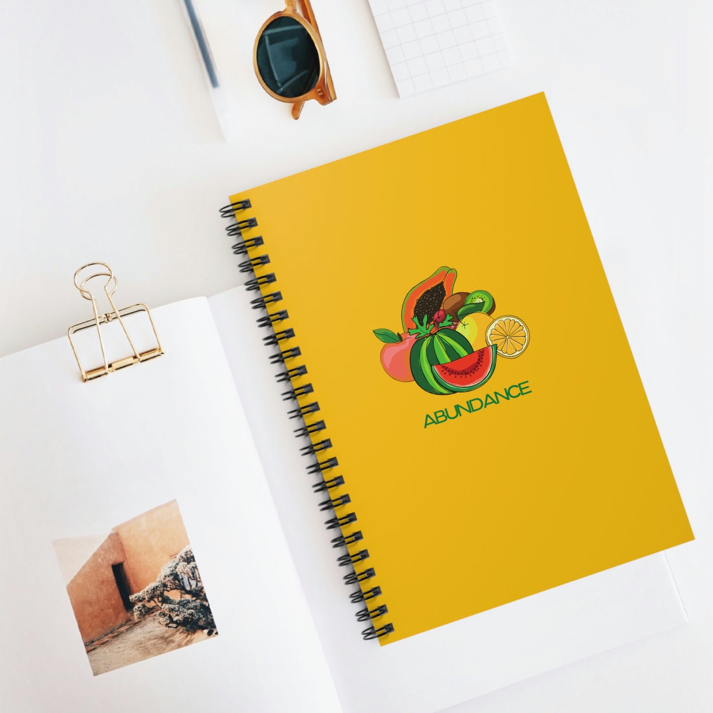 ABUNDANCE - Spiral Notebook - Ruled Line - Yellow Cover