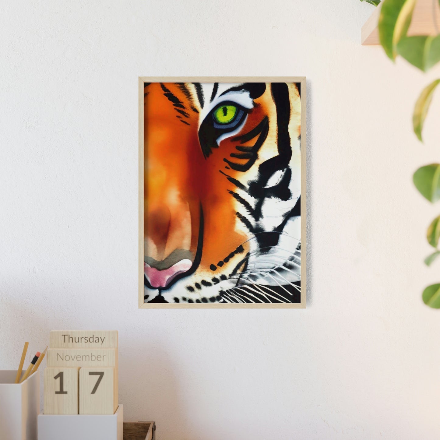 TIGER Poster with Wooden Frame